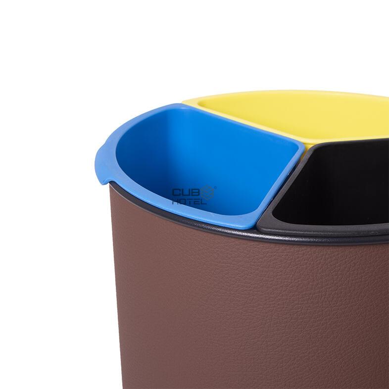 Cubo de Reciclaje Revestido de Piel con Separadores 3x4,5L